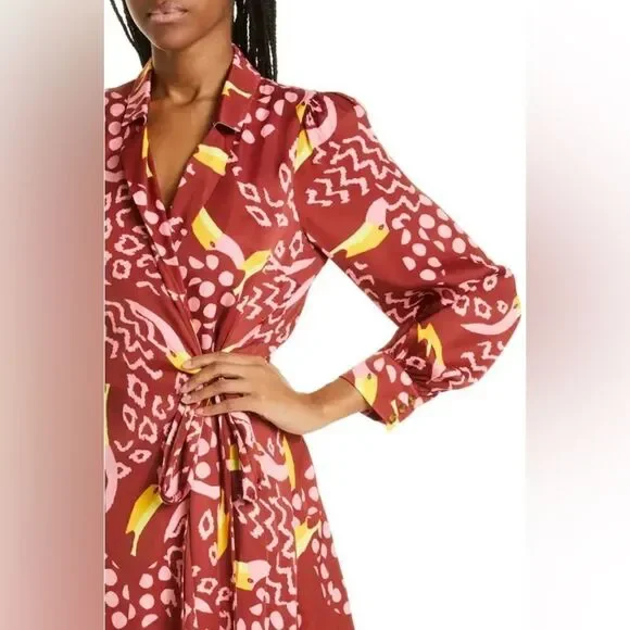 NWT - FARM Rio - Toucanissimo Long Sleeve Wrap Mini Dress - XS - Picture 4 of 7